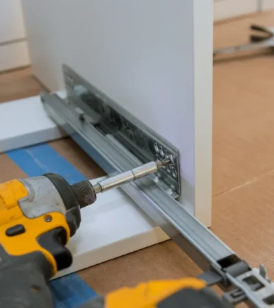 Erfahrener Monteur beim Aufbau einer Schrankwand in Hamburg